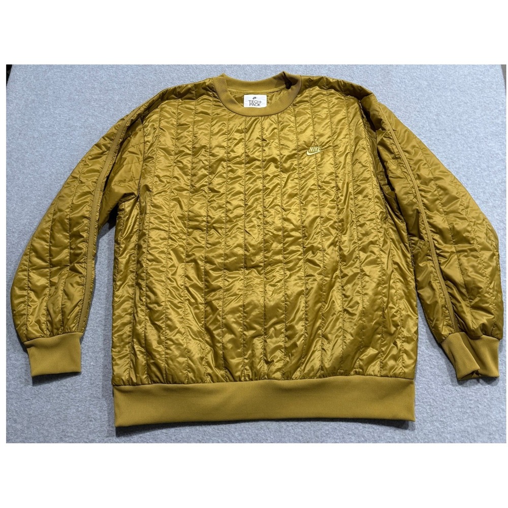 Nike Tech Pack Therma-FIT Quilted Sweatshirt Mens XL Gold Olive DD6630-326 - Picture 10 of 10